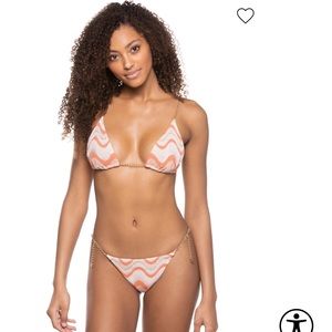 devon windsor coral wave crochet bikini with chains size MEDIUM